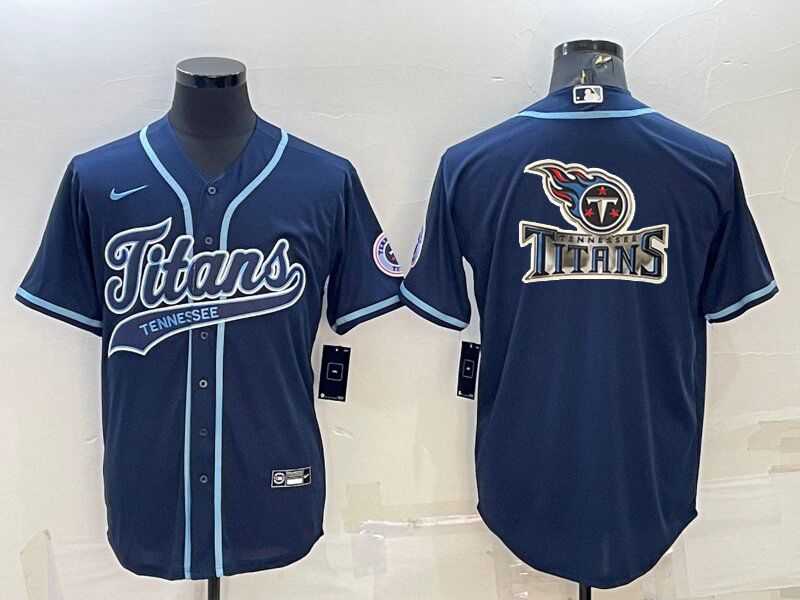 Mens Tennessee Titans Navy Blue Team Big Logo With Patch Cool Base Stitched Baseball Jersey->tennessee titans->NFL Jersey